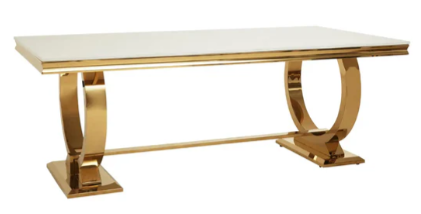 180cm Arianna White Marble with Gold Legs Dining Table