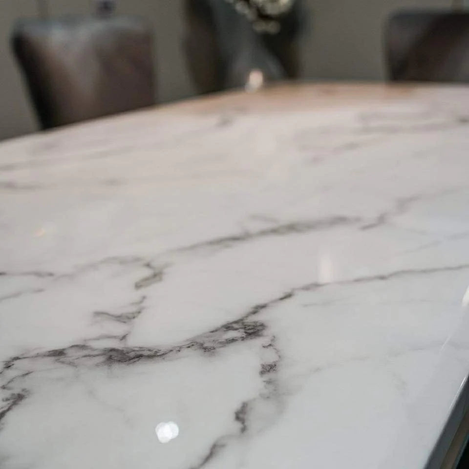 Sienna 180cm White Marble Dining Table