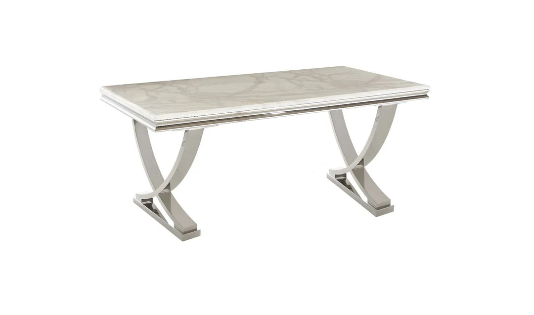 Sienna 180cm White Marble Dining Table