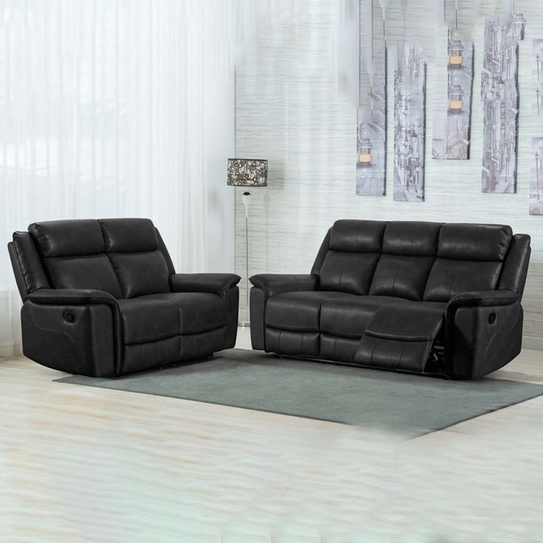 Torino Leatheraire Recliner Sofa Set in Grey or Black