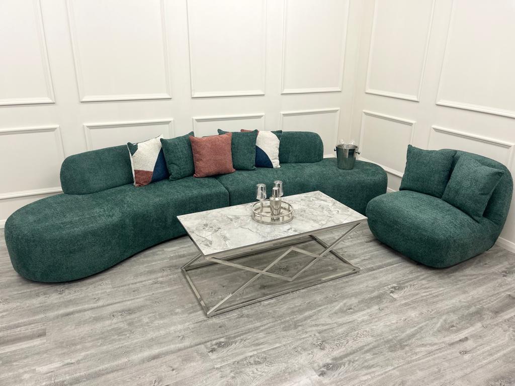 Emerald Green Miami Curved Cinema Boucle Sofa