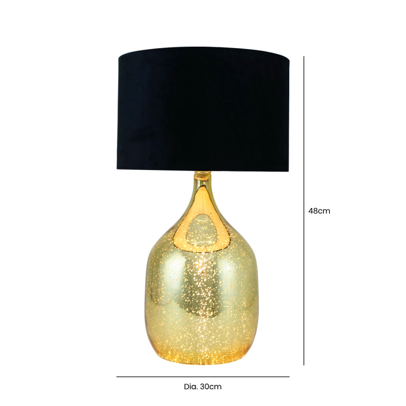 Gold Glass Table Lamp With Black Shade