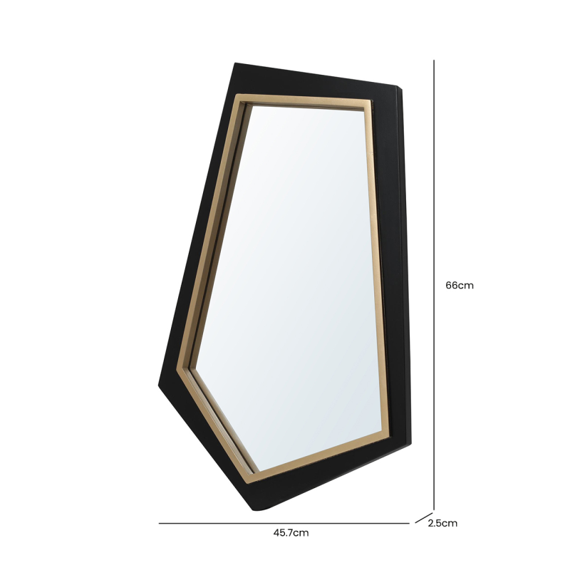 66cm Black and Gold Wall Mirror