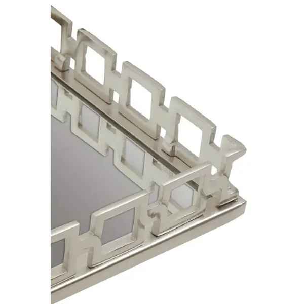 RHODA SQUARE NICKLE FINISH MIRROR TRAY