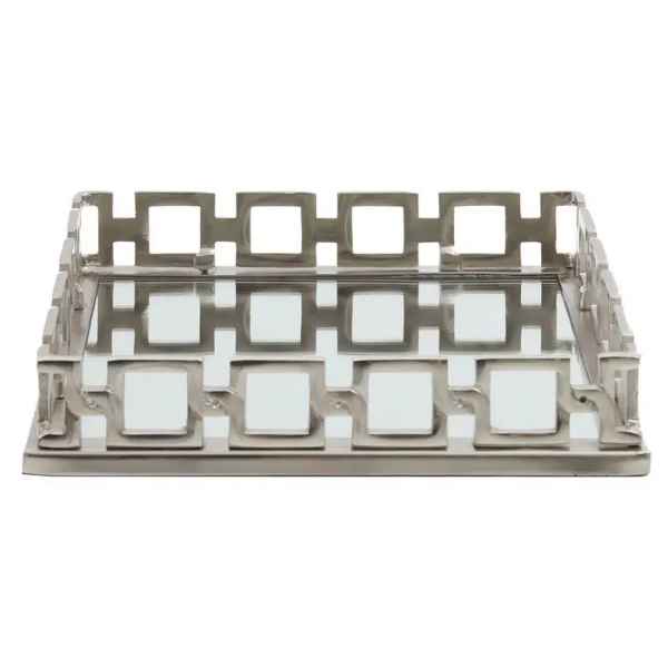 RHODA SQUARE NICKLE FINISH MIRROR TRAY