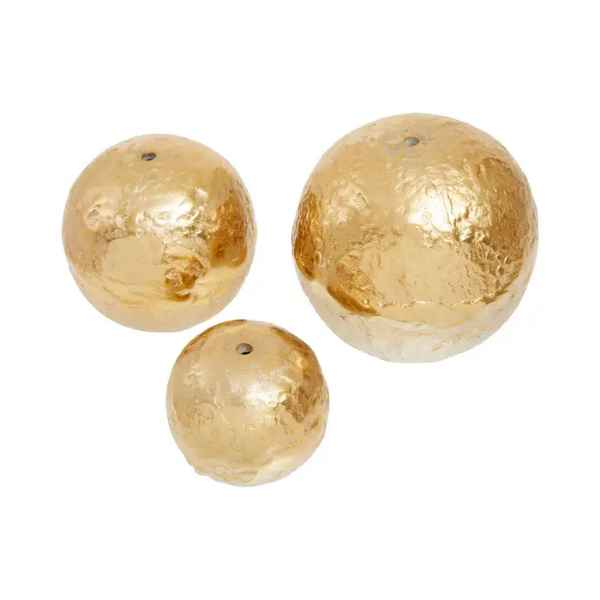 DION SET OF THREE OMBRE SILVER AND GOLD FINISH DECO BALLS