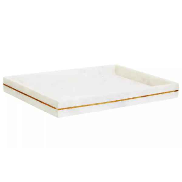 SENA WHITE MARBLE GOLD INLAY TRAY