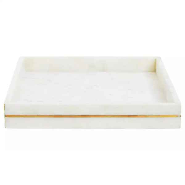 SENA WHITE MARBLE GOLD INLAY TRAY