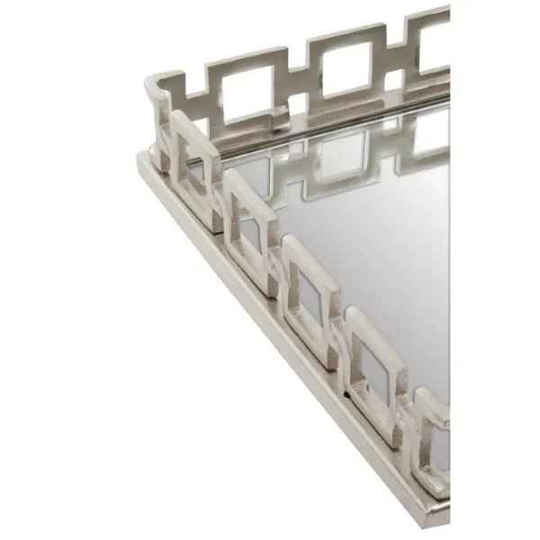 RHODA SQUARE NICKLE FINISH MIRROR TRAY