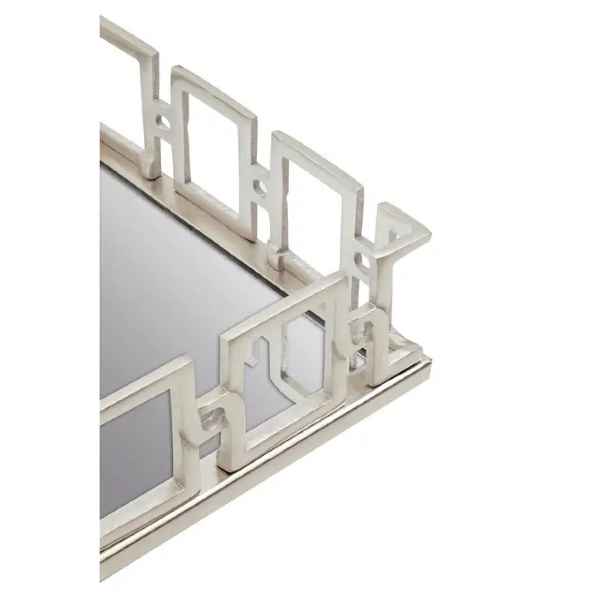 RHODA RECTANGLE NICKLE FINISH MIRROR TRAY