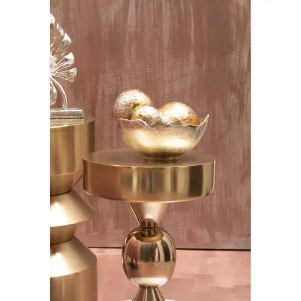 DION SET OF THREE OMBRE SILVER AND GOLD FINISH DECO BALLS