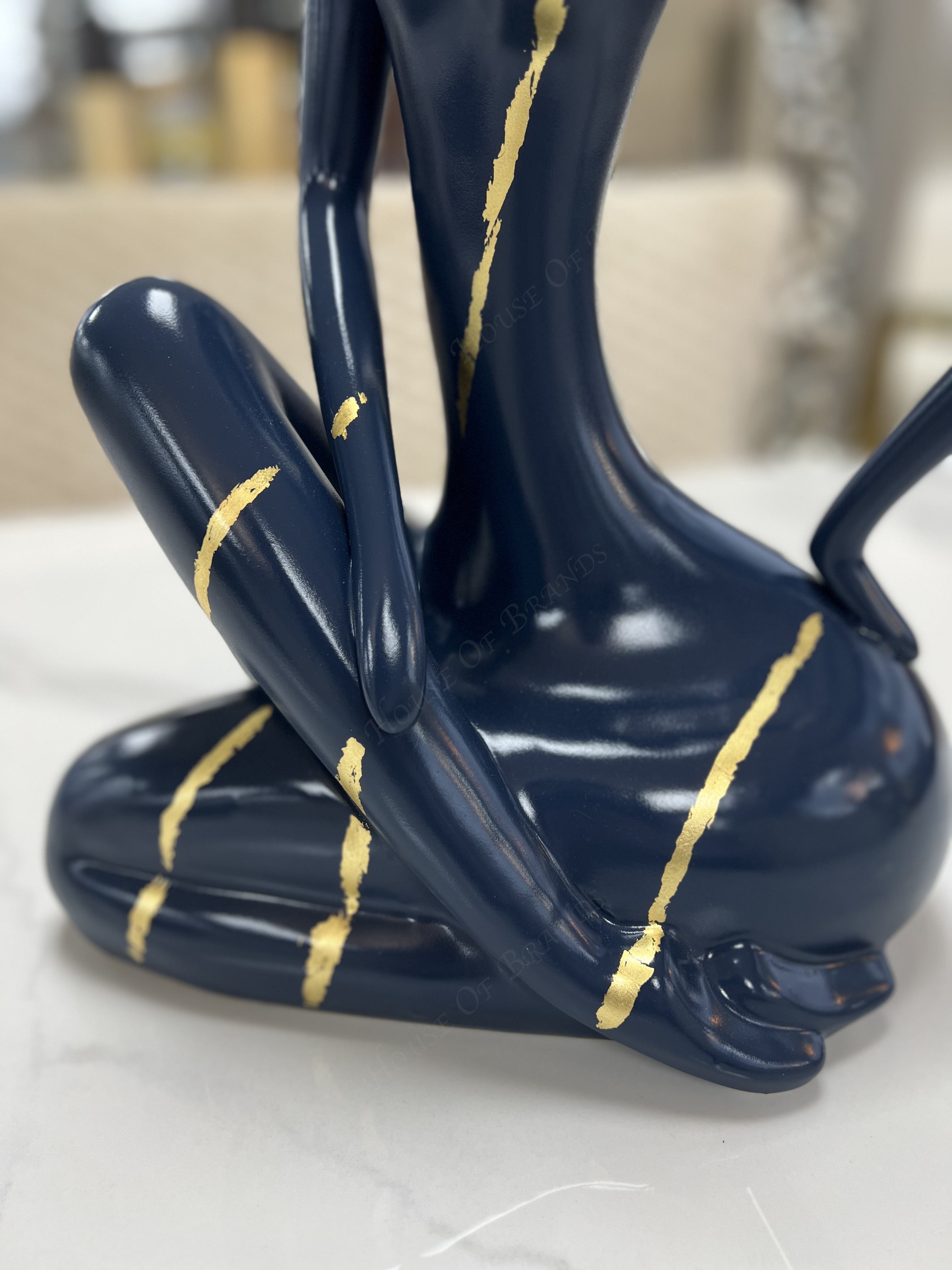 Bespoke Blue and Gold Ceramic Sitting Lady