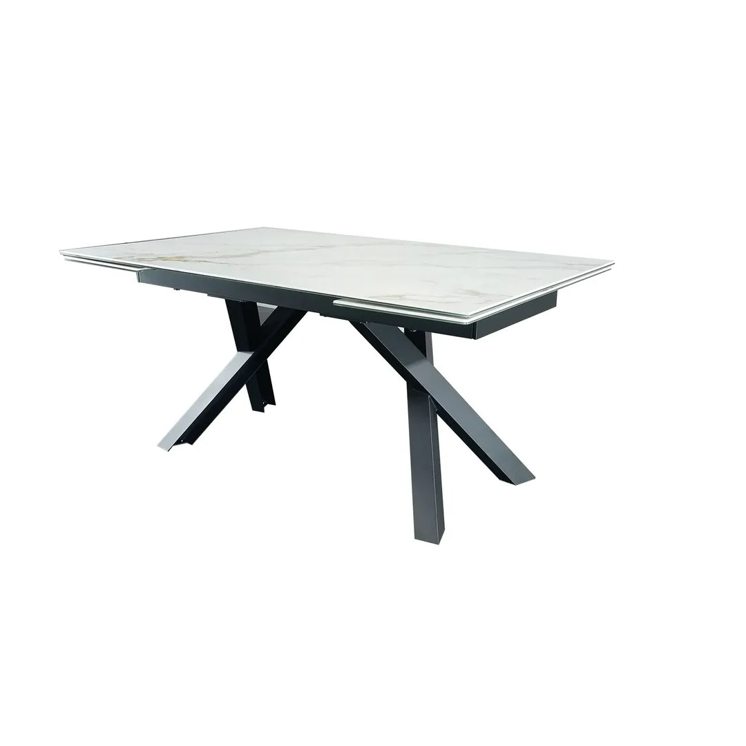 Caso 180-280cm White Kass Gold Ceramic Extendable Dining Table