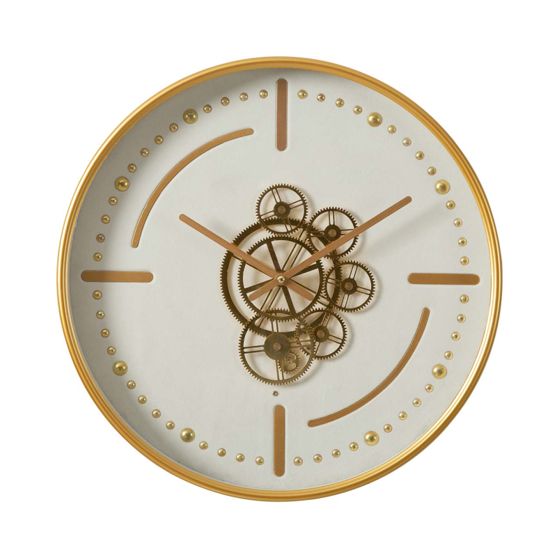 46cm White and Gold Gears Wall Clock