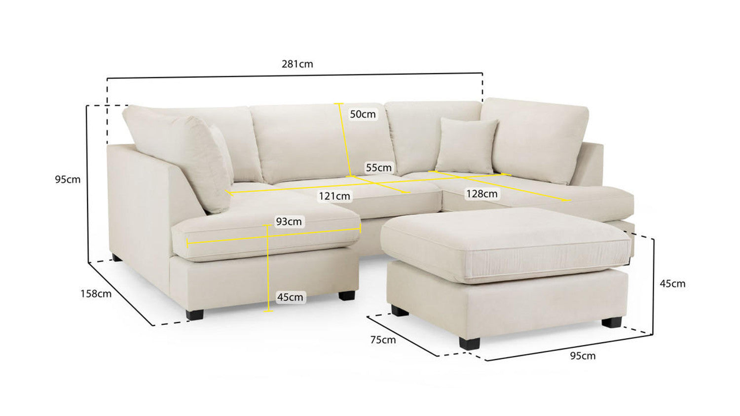 Carnaby Beige U Shape Corner Sofa