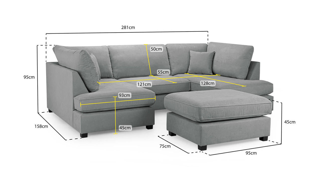 Carnaby Sofa Grey U Shape Corner