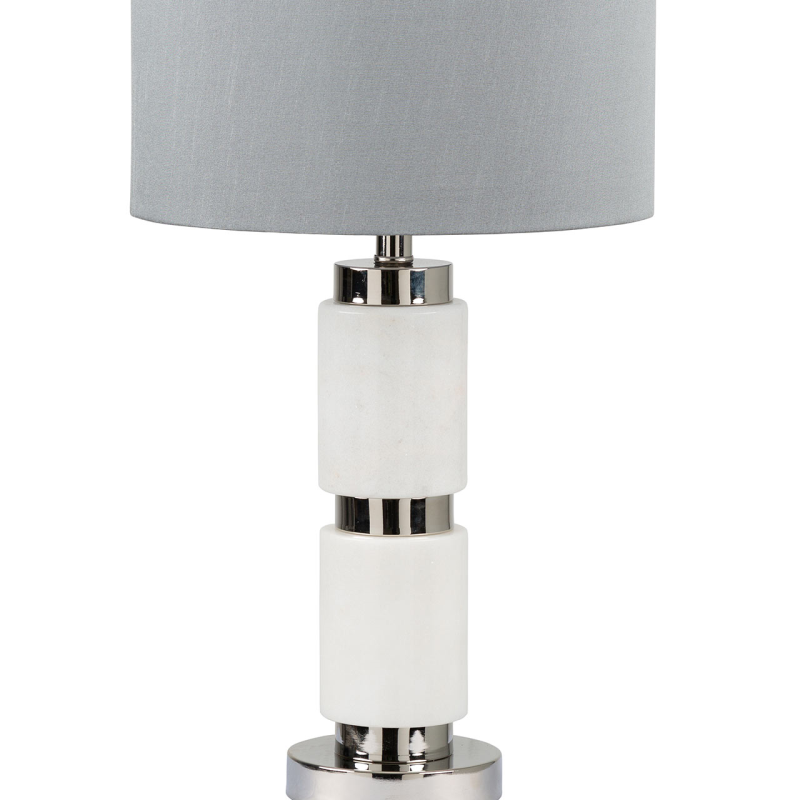 70cm White Marble Table Lamp with Grey Shade