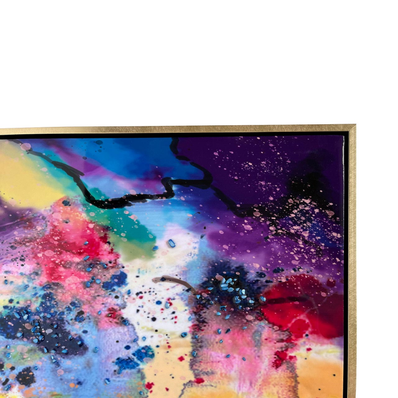 62.5x62.5 Framed Multicolored Abstract Canvas