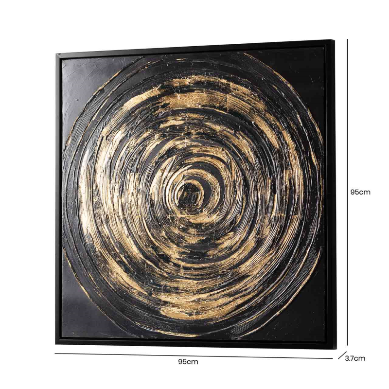 Dark Grey and Gold Framed Abstract Canvas Wall Art