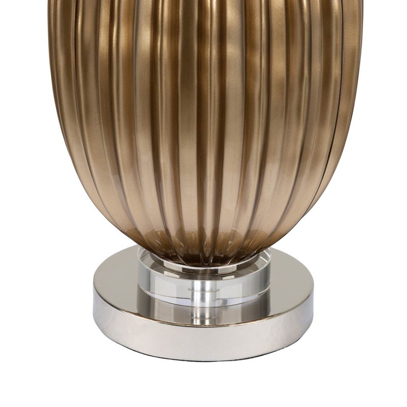 Ribbed Gold Table Lamp with White Linen Shade