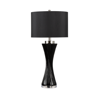 78cm Black Twist Table Lamp with Black Faux Silk Shade