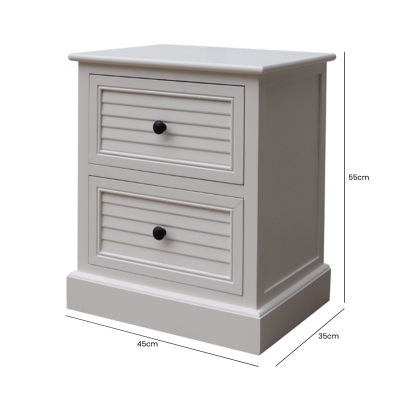 Elise 2 Drawer Bedside Cabinet Pearl White