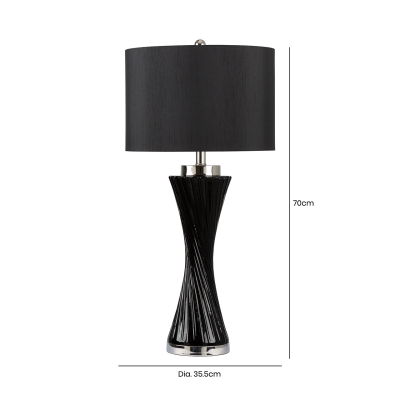 78cm Black Twist Table Lamp with Black Faux Silk Shade