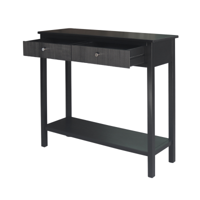 Lindon Black Wood 2 Drawer Console Table