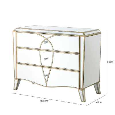 Pristina Mirror Champagne 3 Drawer Chest