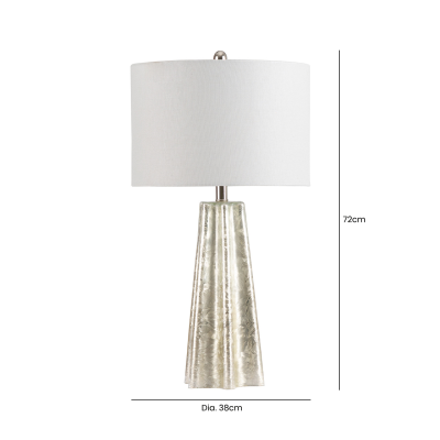 72cm Silver Glass Table Lamp with Grey Linen Shade