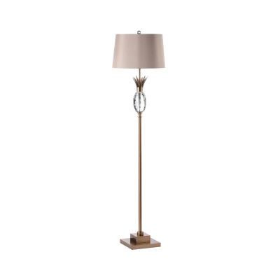 162.5cm Pineapple Glass and Taupe Faux Silk Shade Floor Lamp