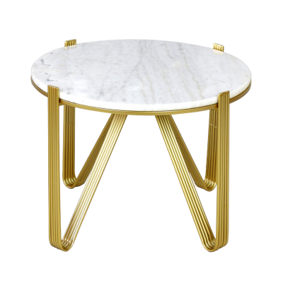 Yohan White Marble Coffee Table with Gold Metal Legs