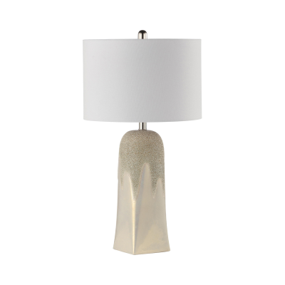 72cm Cream Ceramic Table Lamp with White Linen Shade