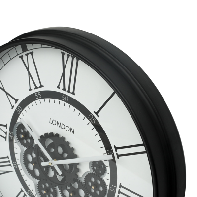 53.5cm Black Gears Wall Clock