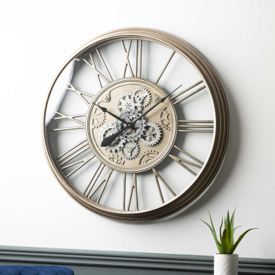 85cm Antique Silver Gear Wall Clock