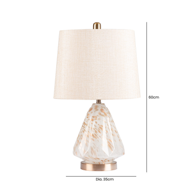 60cm White Glass with Brown Droplets Table Lamp