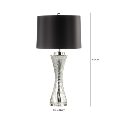 81.3cm Silver Twist Table Lamp with Black Satin Shade