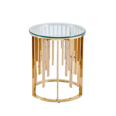 Owen Round Gold Metal with Clear Glass Top End Table