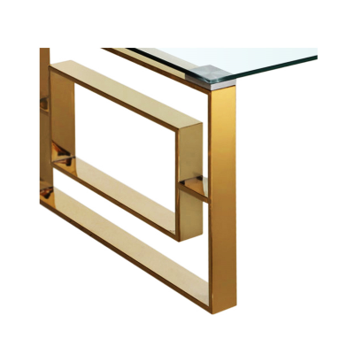 Apex Gold Metal With Top Glass Coffee Table