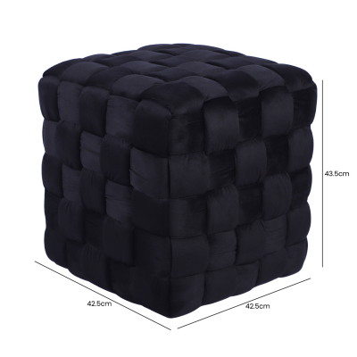 Black Velvet Woven Ottoman