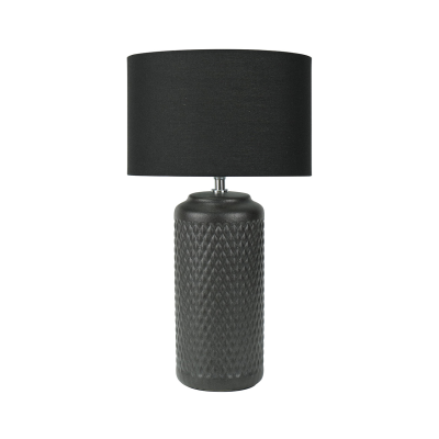 50.5cm Black Patterned Ceramic Table Lamp with Black Linen Shade