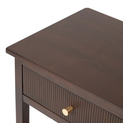 Lindon Walnut Brown 1 Drawer End Table with Gold Handles