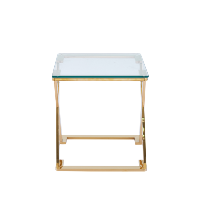 Axel Gold Metal with Clear Glass End Table