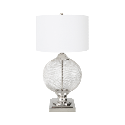 78cm Wire Mesh Table Lamp With White Linen Shade