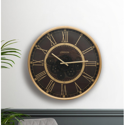 53.5cm Gold Gears Wall Clock