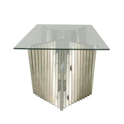 Lucille Glass and Stainless Steel Coffee Table with Clear