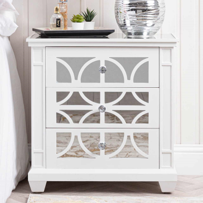 Torino White Wood 3 Drawer Bedside Cabinet