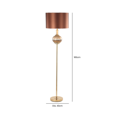 165cm Two Tone Brown Glass Floor Lamp with Dark Brown Satin Shade