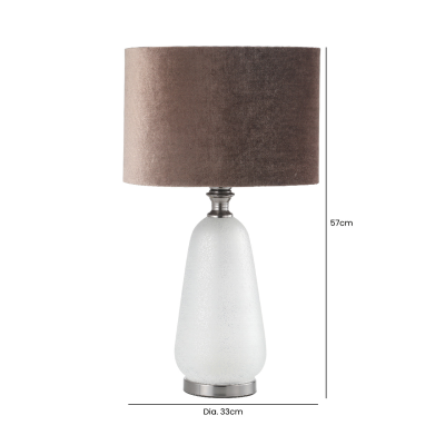 57cm Silver Frost Glass with Mocha Velvet Shade Table Lamp