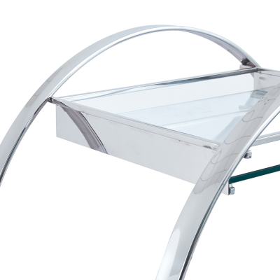 96cm Chrome Metal and Clear Glass Drinks Trolley